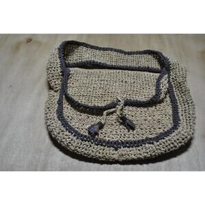 Jamin Puech Paris Crochet Straw Shoulder Bag with Leather Tassel Accents